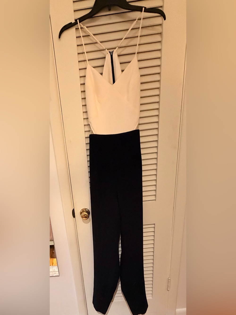 BCBGeneration Cream Bodice Black Wide-Leg Jumpsuit